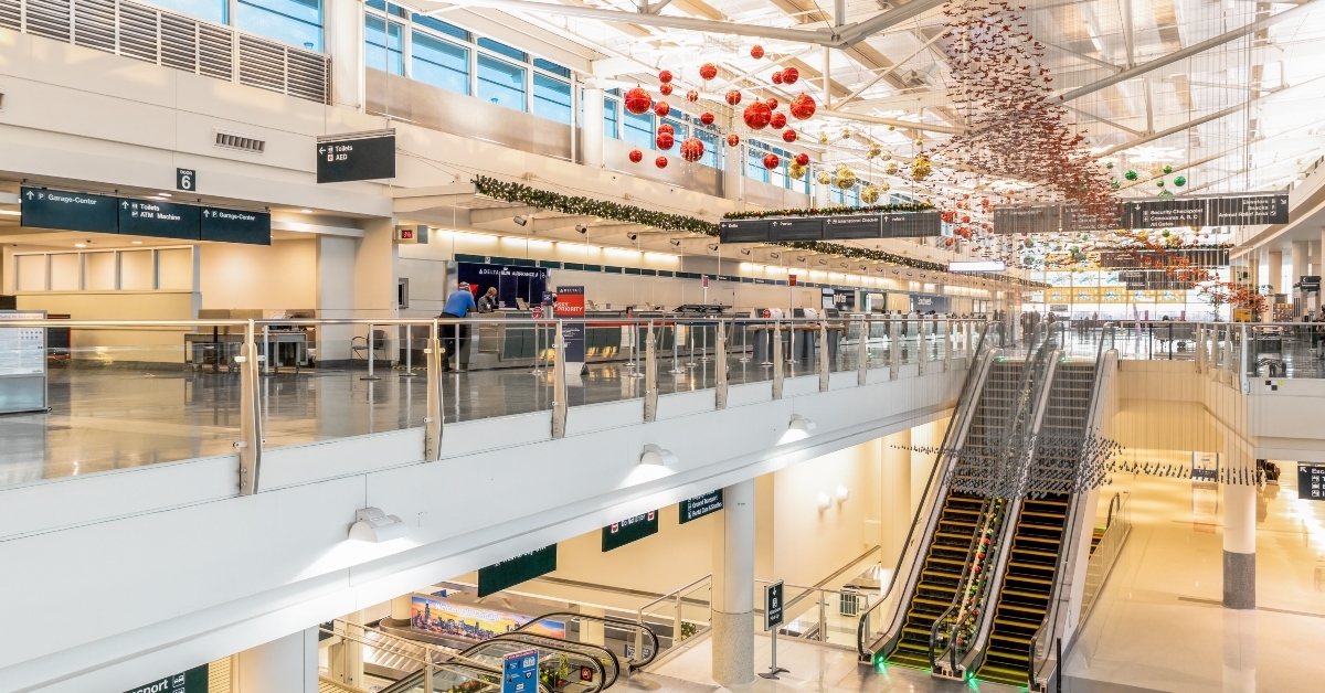 International airport during the winter