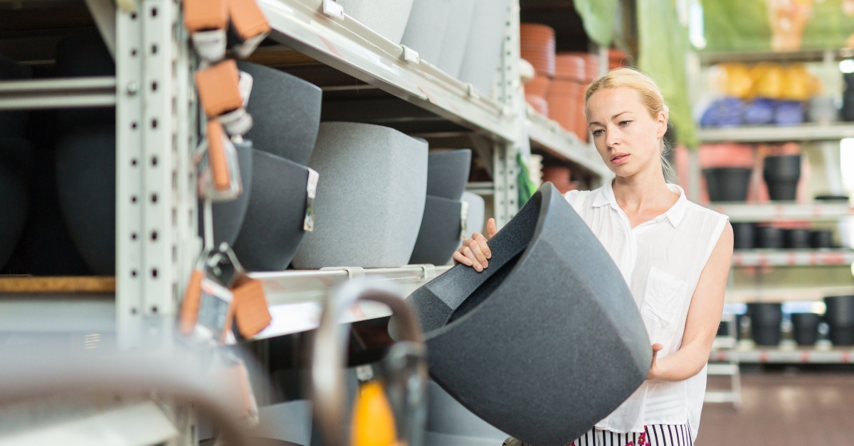 woman choosing the right item
