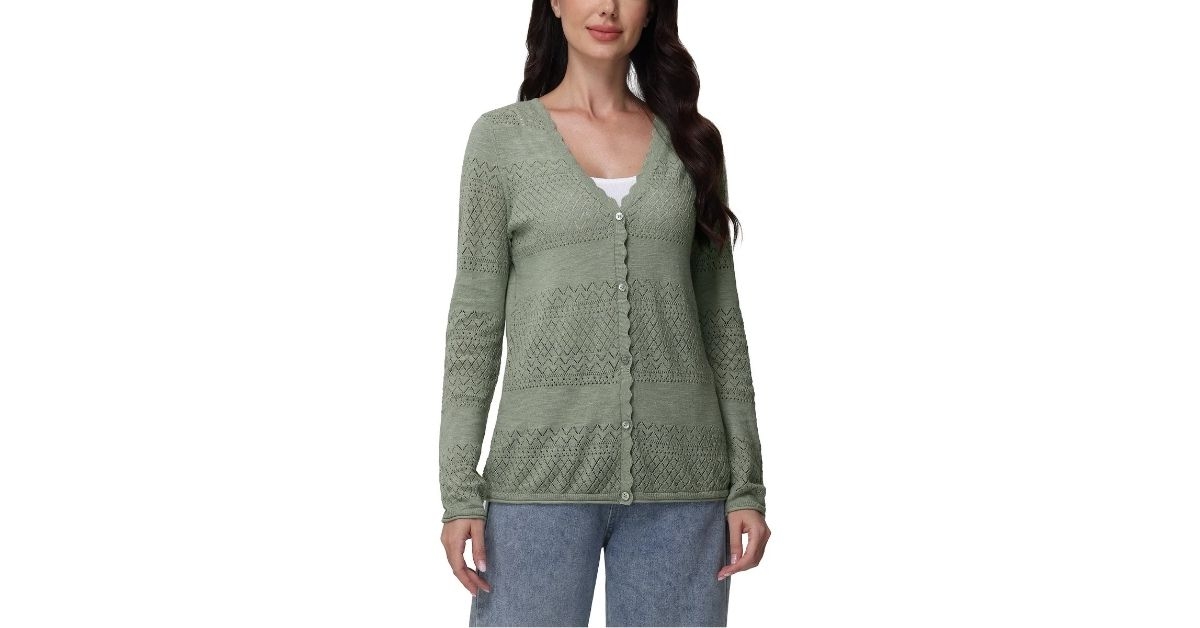 frye womens pointelle cardigan