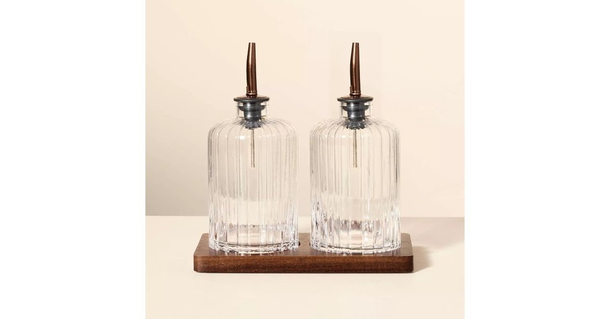 Hearth & Hand Oil & Vinegar Ribbed Glass Bottle Set