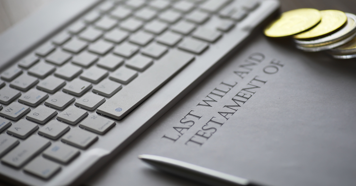 last will and testament with keyboard
