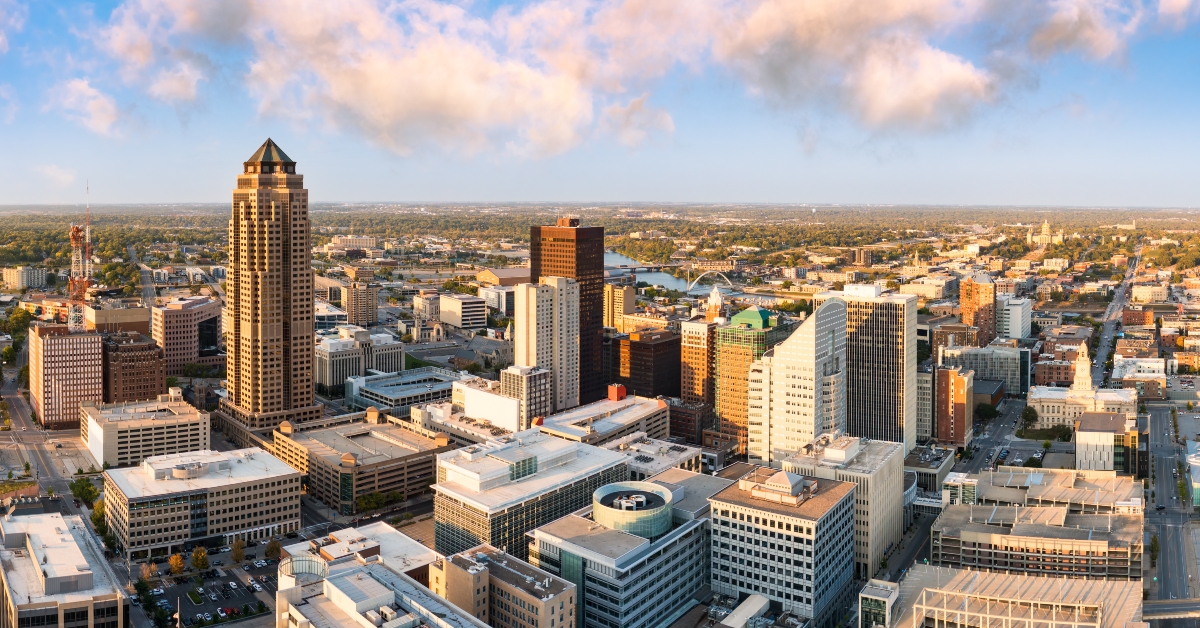 des moines iowa skyline