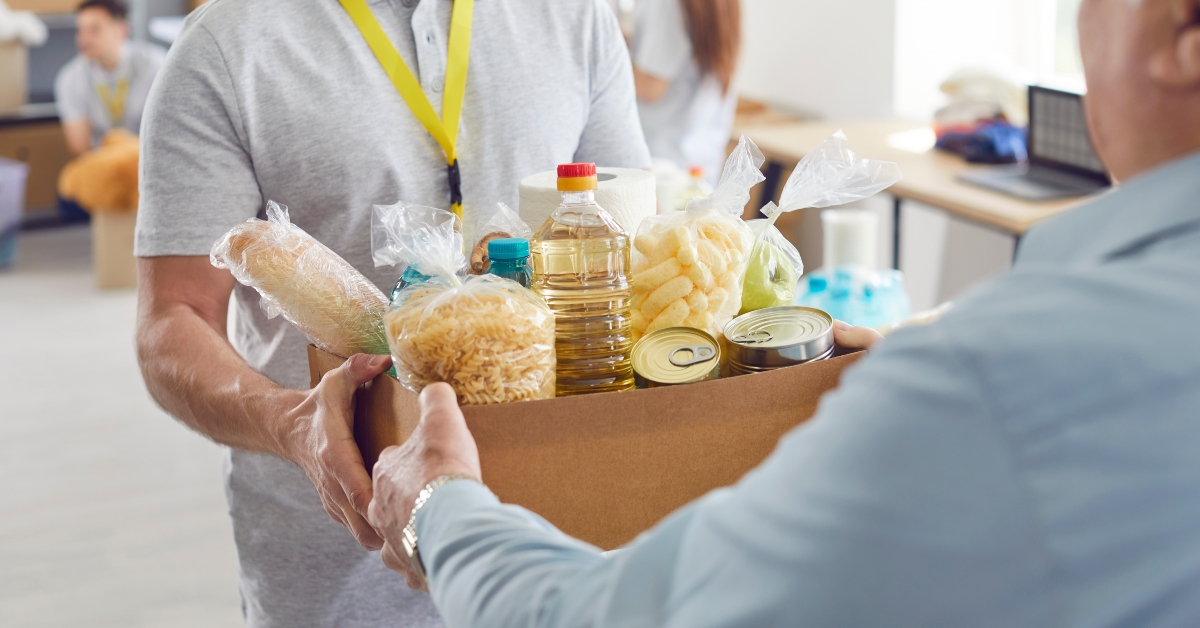 volunteer working at charity center
