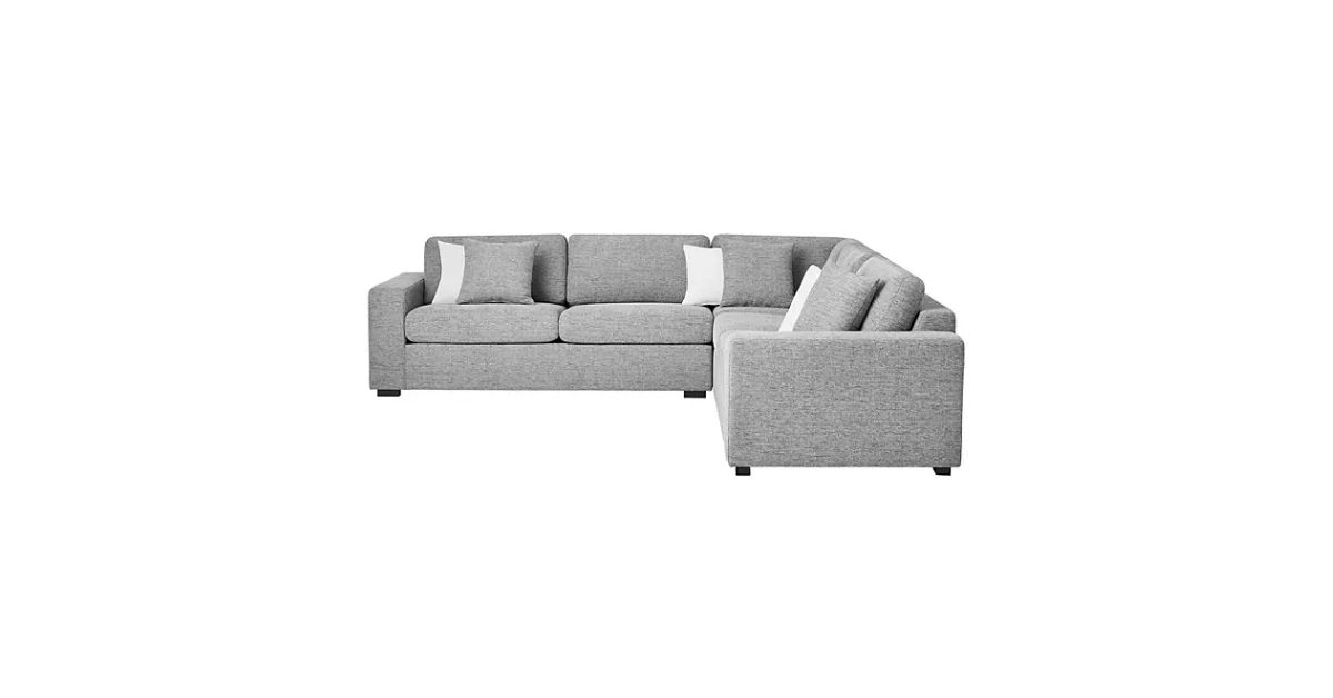 three piece sectional sofa with pillows