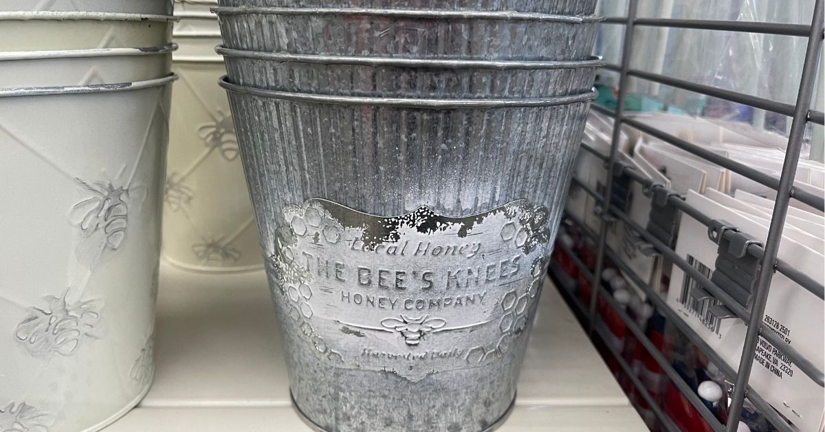bee themed galvanized planter bucket