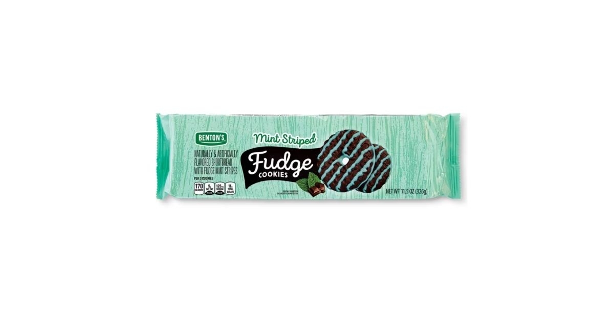 bentons fudge mint striped shortbread cookies