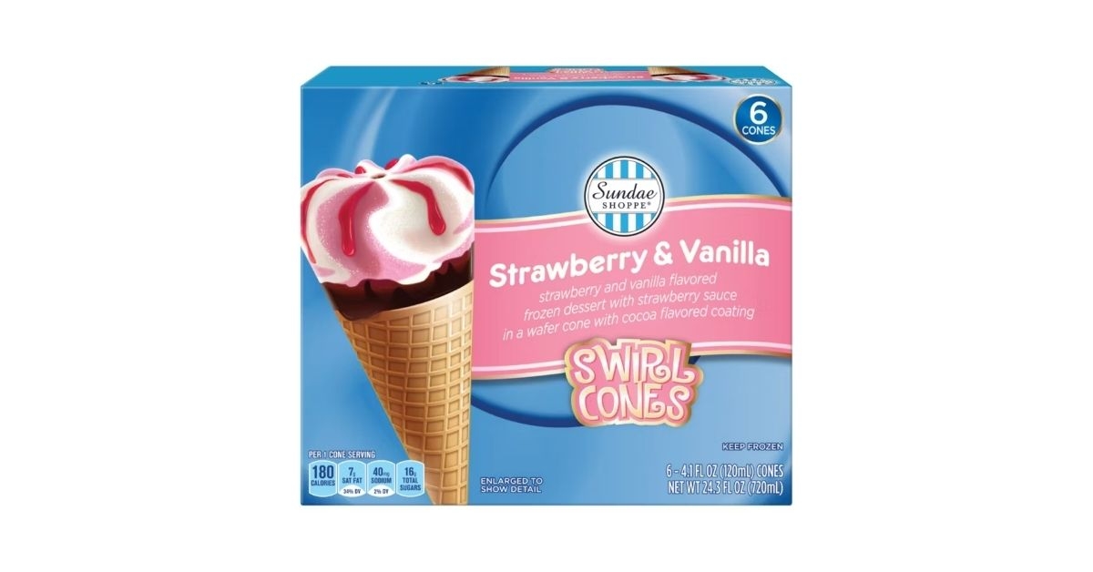 sunday shoppe strawberry vanilla swirl cones