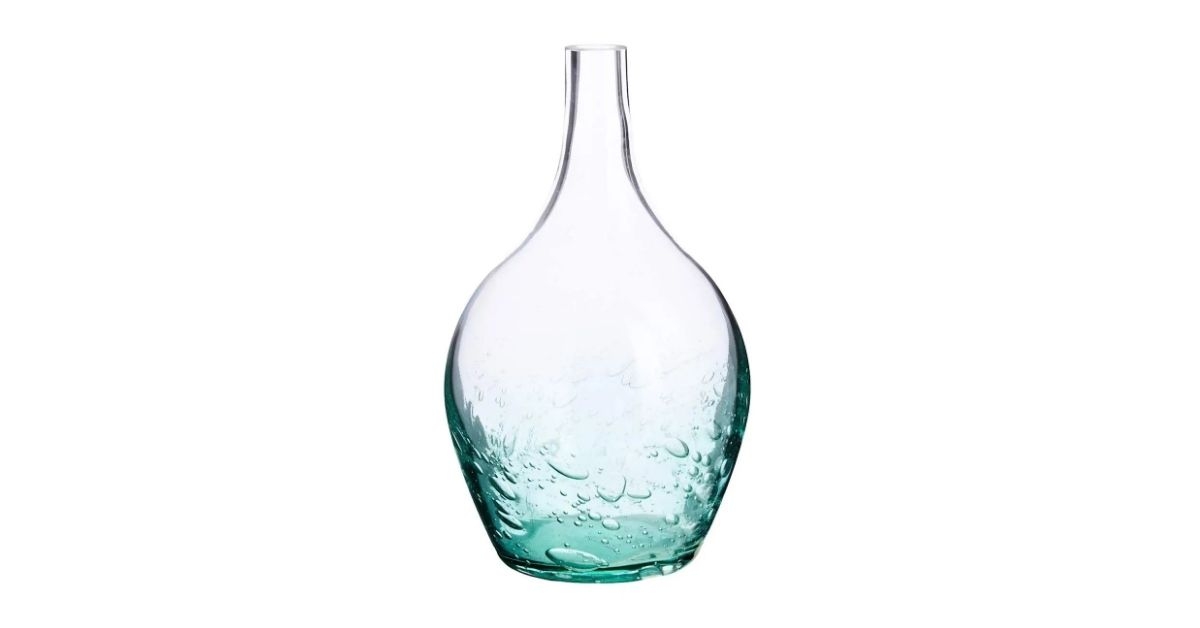 glass vase with aqua bubbles