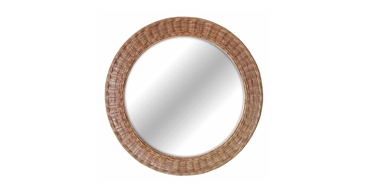 rattan round wall mirror