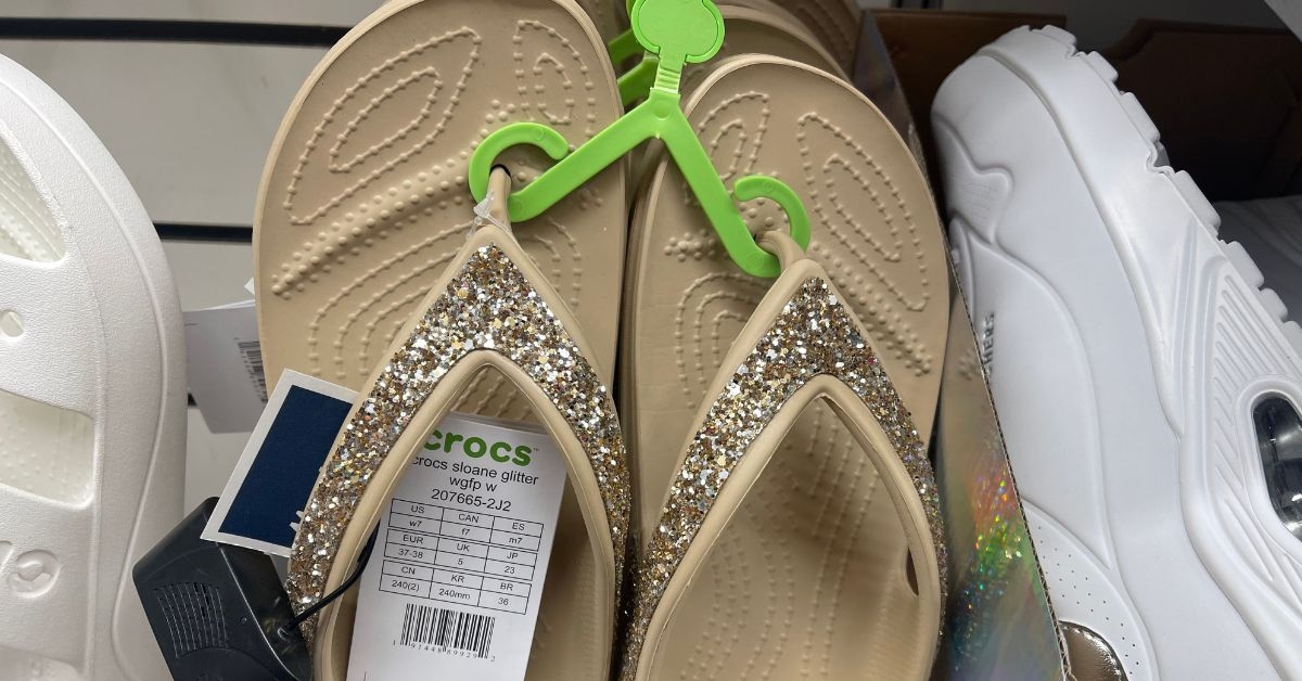 crocs sequin flip flops