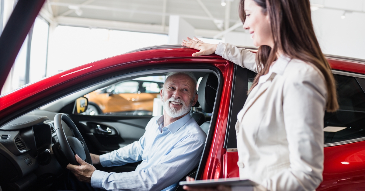 saleswoman talking to a customer