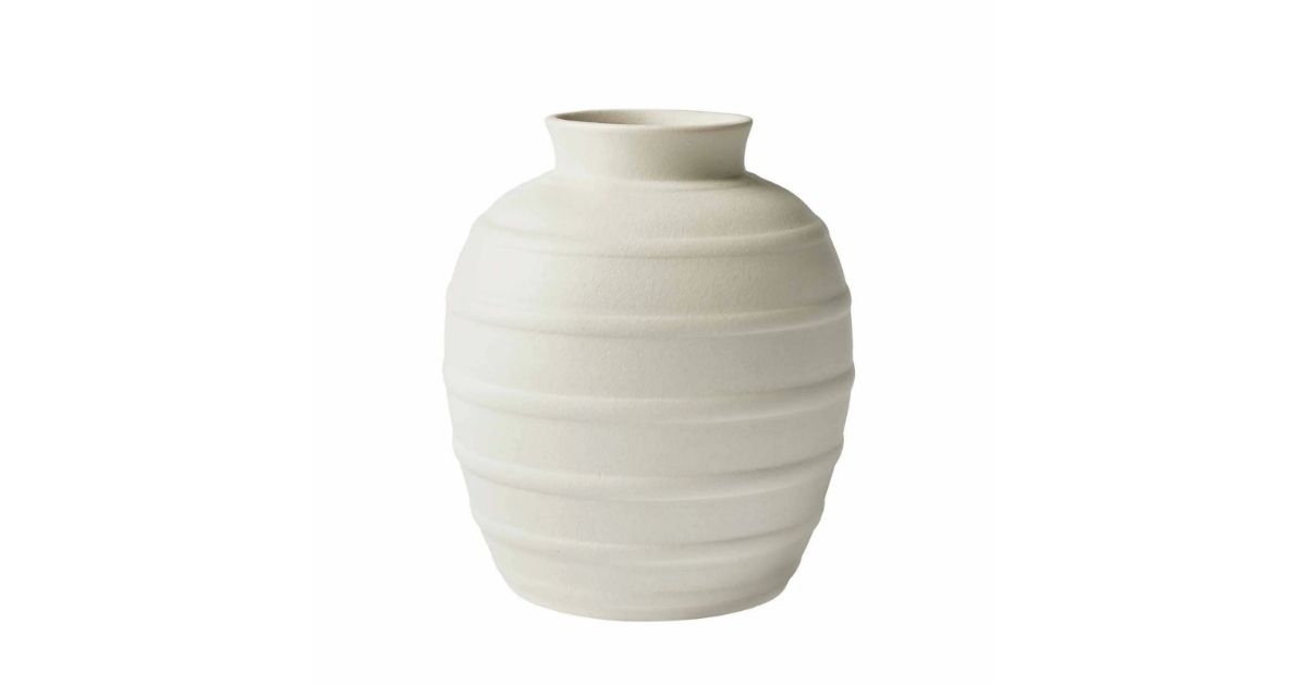 textured ribbed ceramic vase