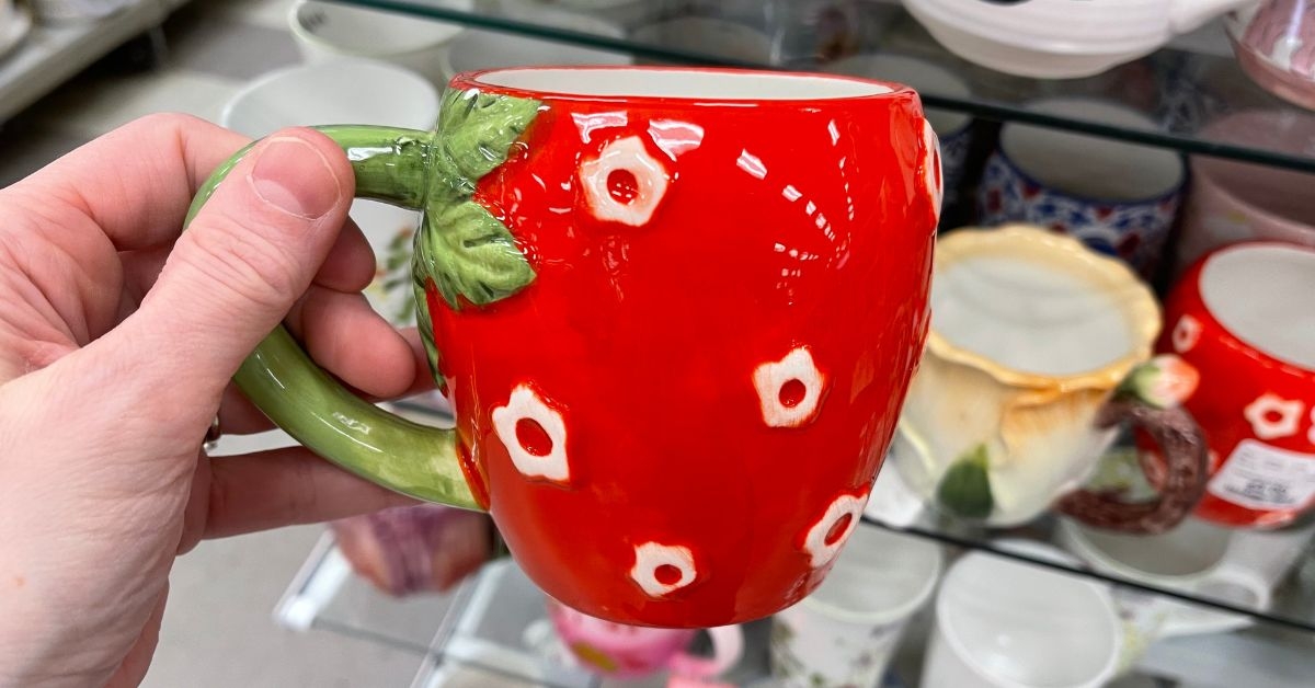 ceramic strawberry mug