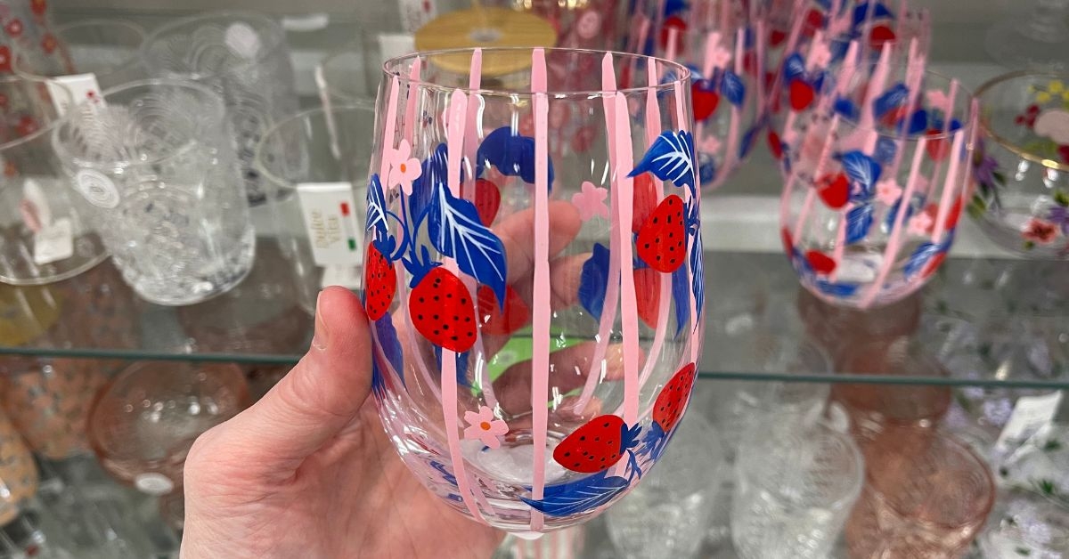 strawberry printed glass
