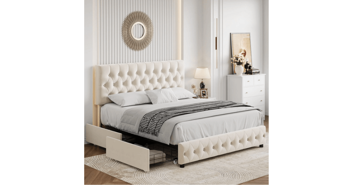 Homfa Queen Size Storage Bed