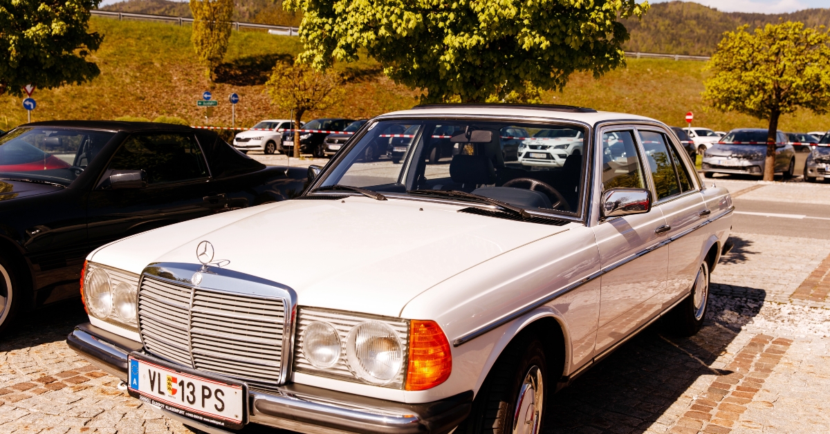 classic white mercedes sedan
