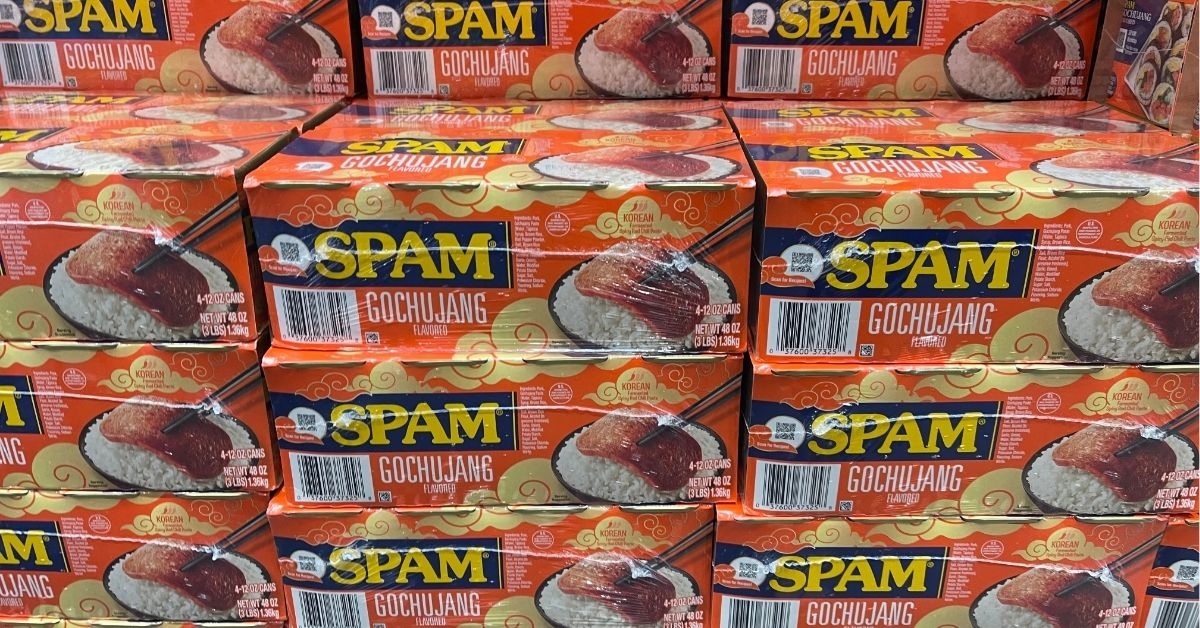 a stack of gochujang spam