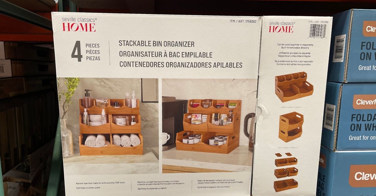 seville classics home stackable bin organizer