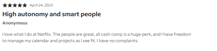 screenshot of employee review