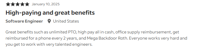 screenshot of employee review