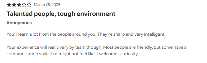screenshot of employee review