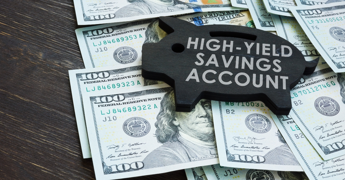 piggy bank and high yield savings account words