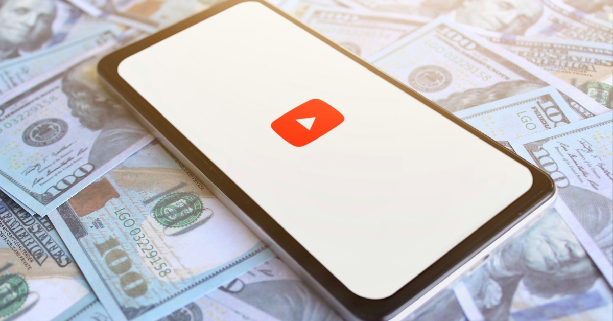 youtube logo displayed on smartphone