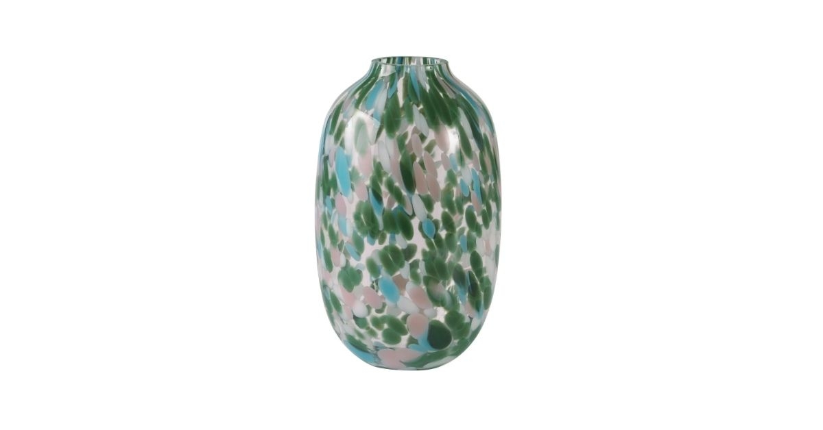 green painted glass vase