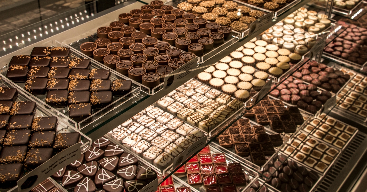 Detail view of different delicious chocolate