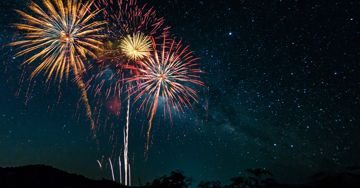 colorful fireworks display in night sky