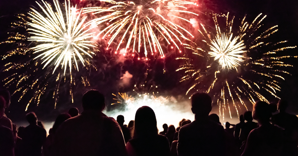 crowd watching fireworks