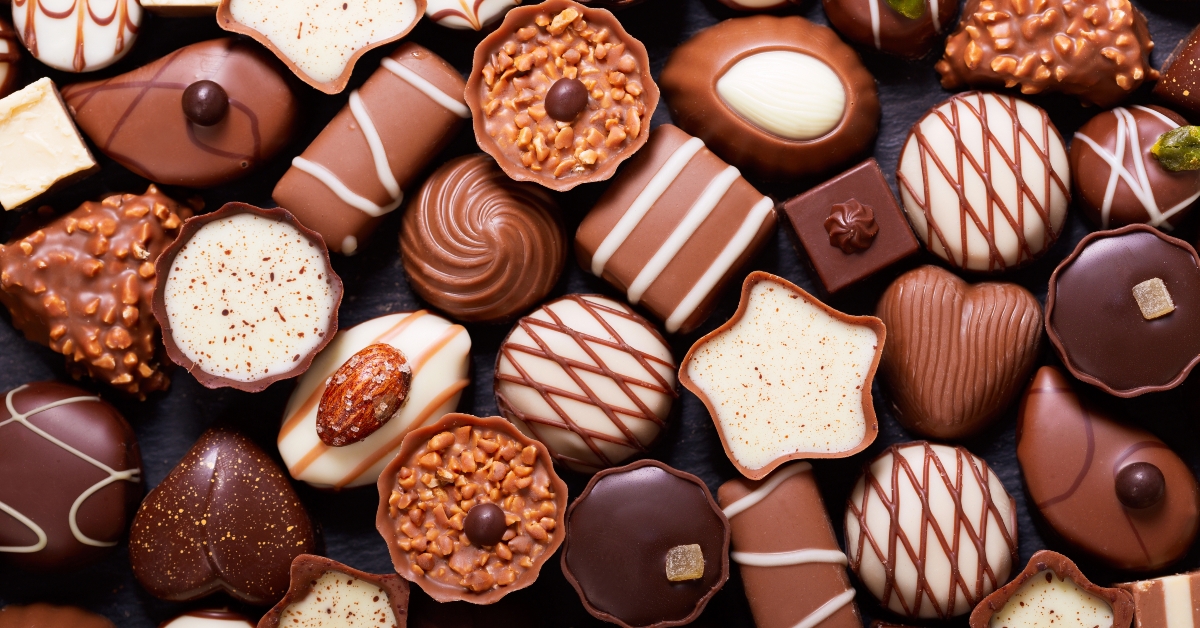mix of chocolate candies top view