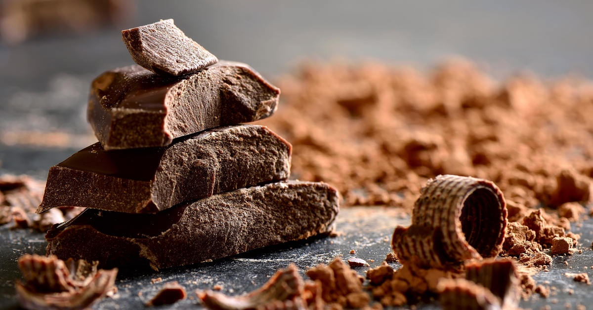 a pile of dark chocolate