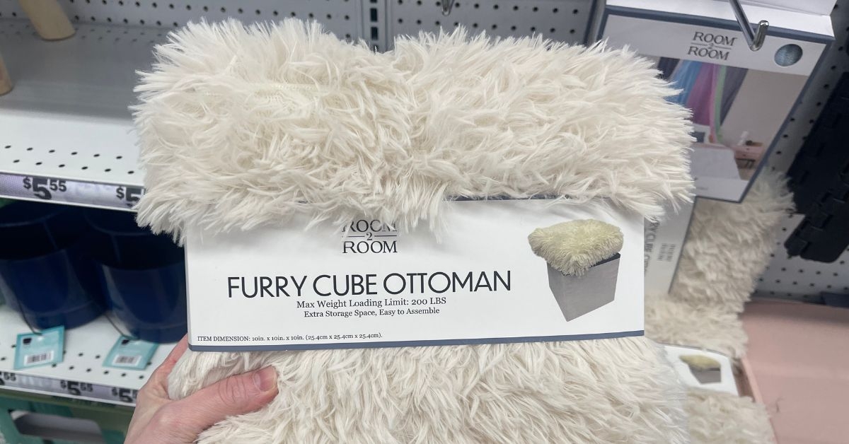 room 2 room furry cube ottoman
