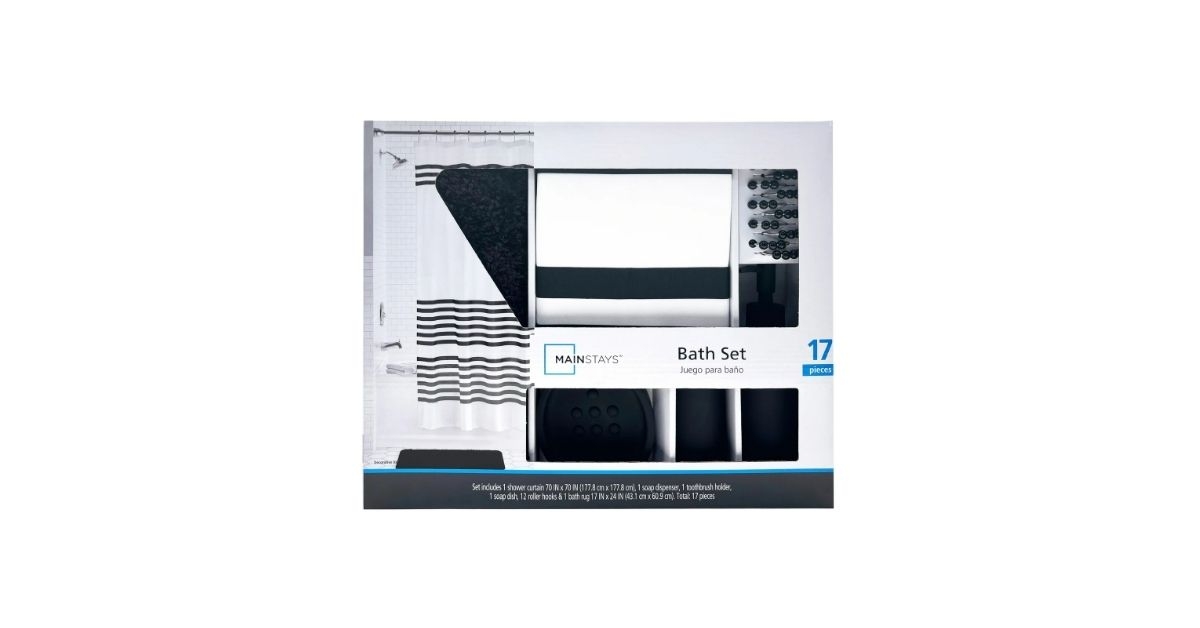 shower curtain and bathroom accessory set