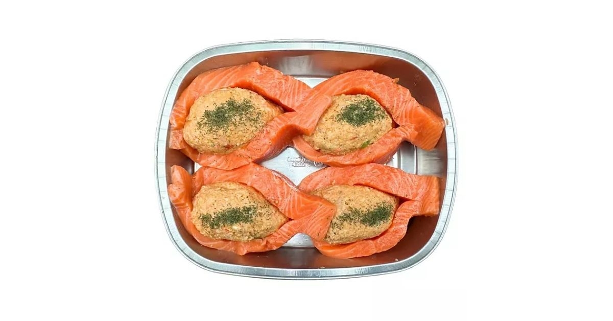 atlantic salmon with seafood stuffing