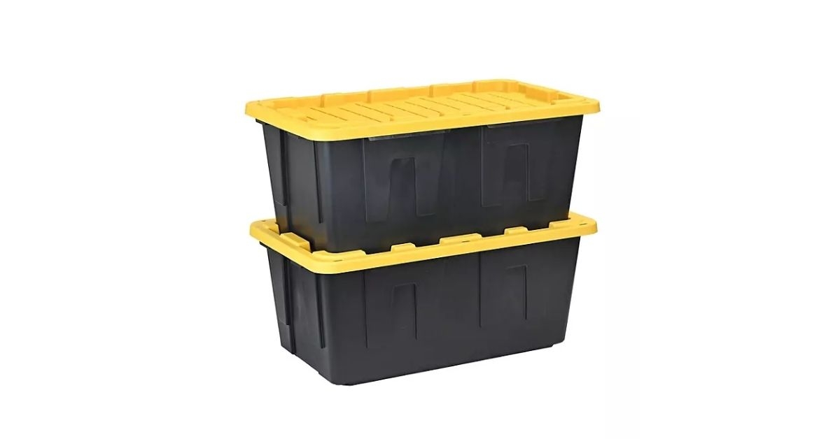 heavy duty black and yellow storage tote