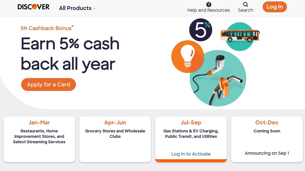 Discover Cashback Calendar
