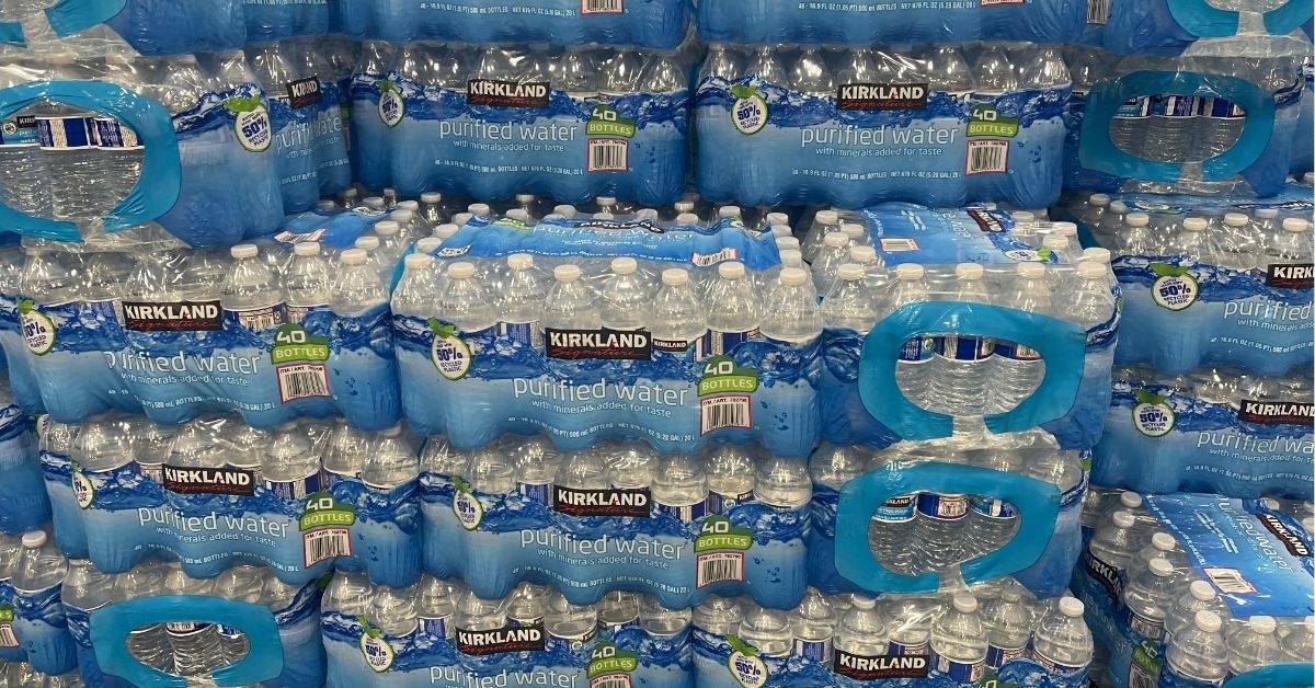 bottled water on display