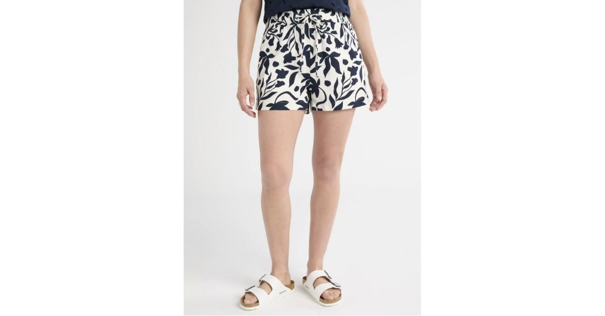 womens linen blend pull on shorts
