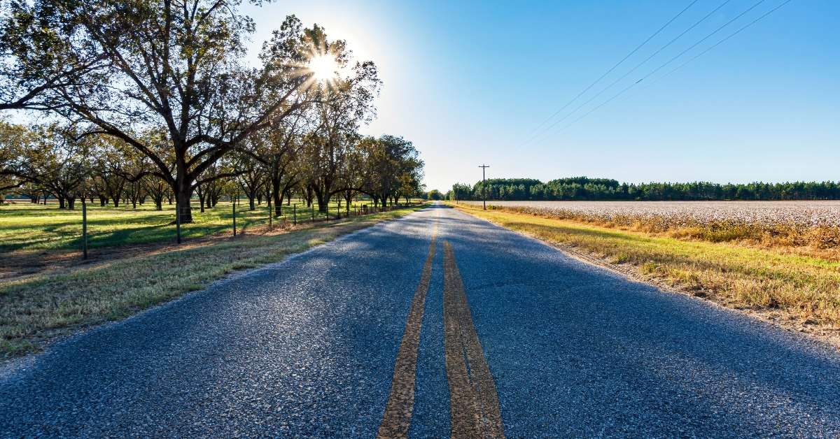 empty road in rural america