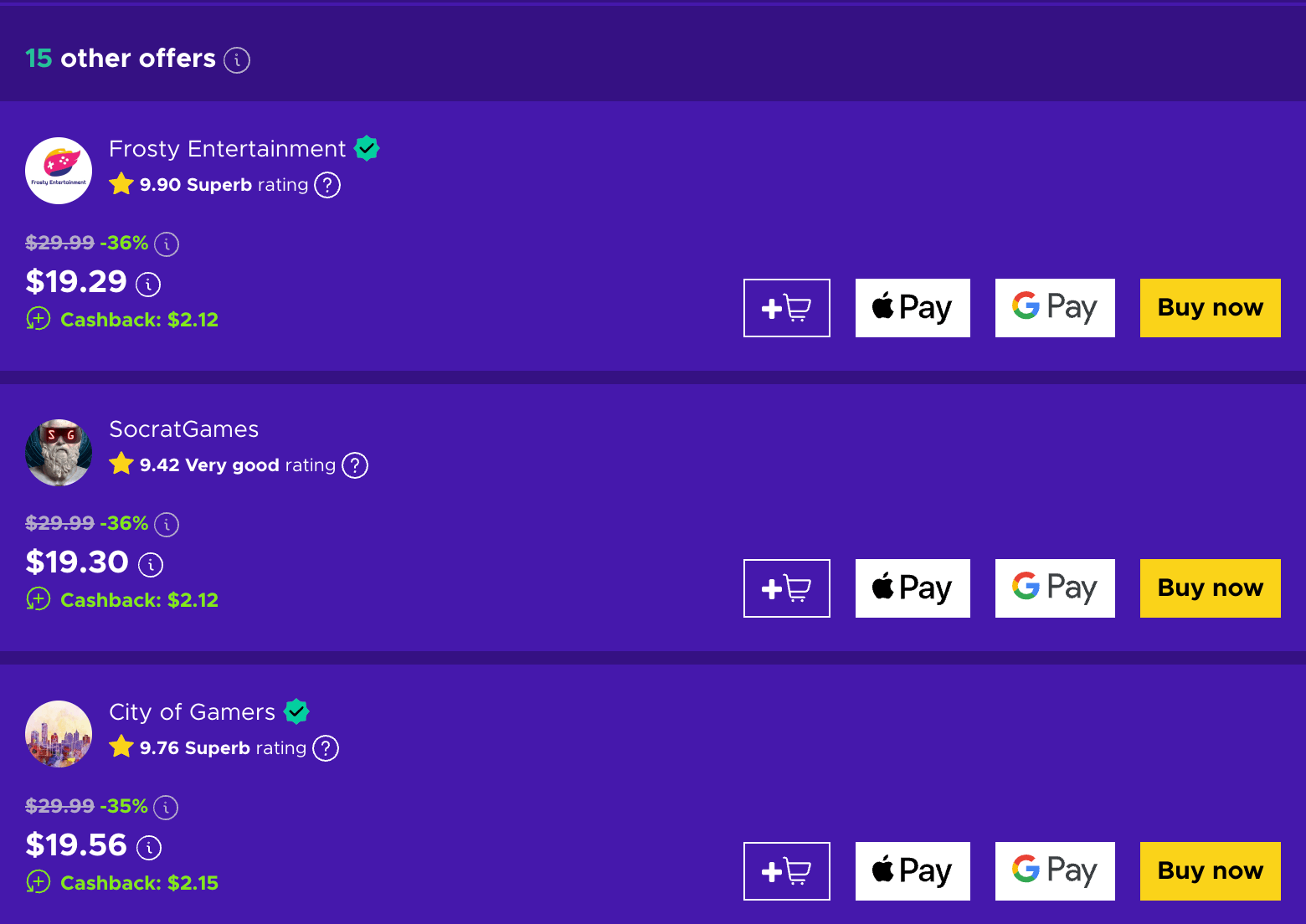 Eneba screenshot showing offers
