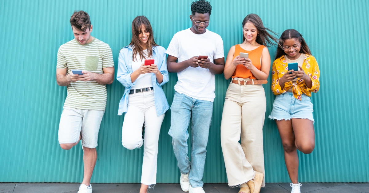 Millennial generation z addicted to new technology trends