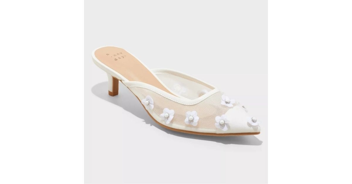 a new day womens delilah mesh floral mule heels