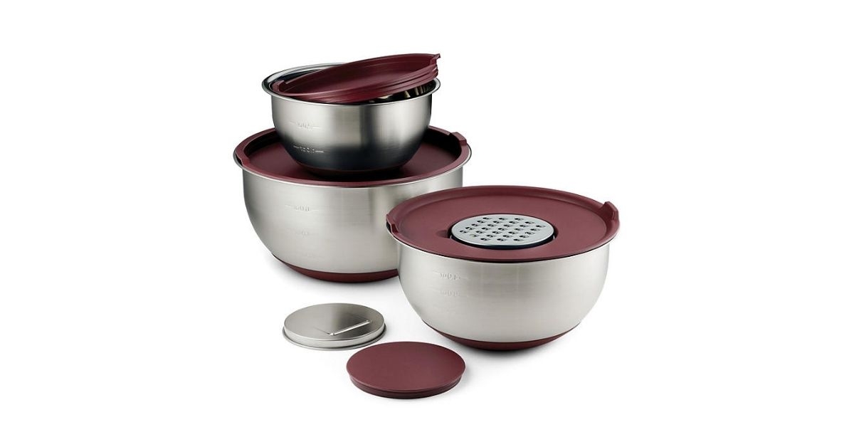 stainless steel mixing bowl and greater set with lids