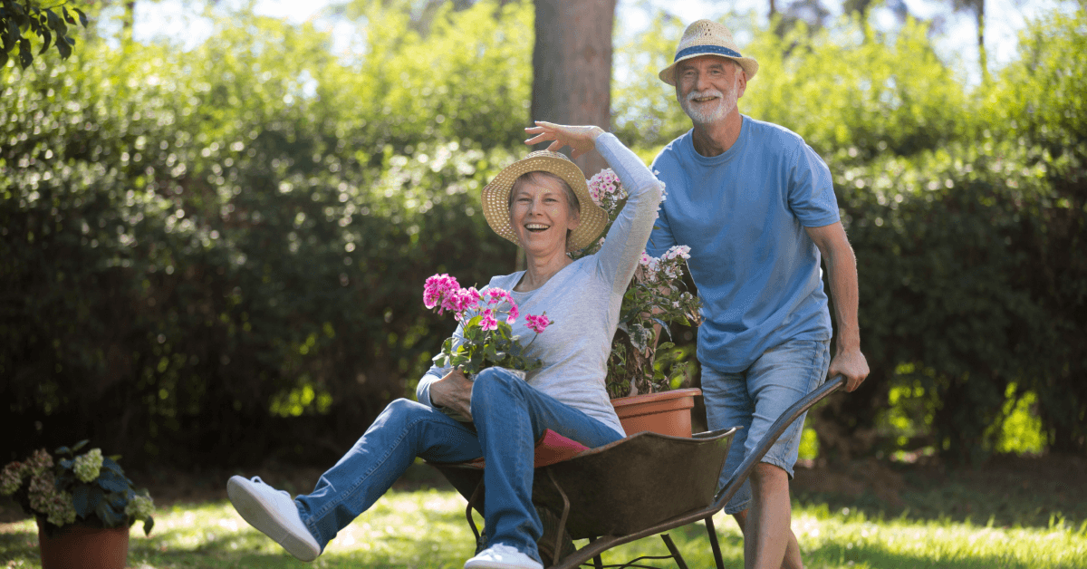 senior couple gardening