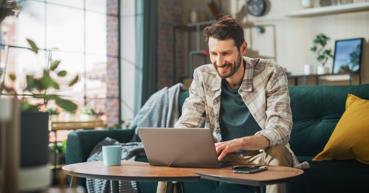 working from home on a laptop