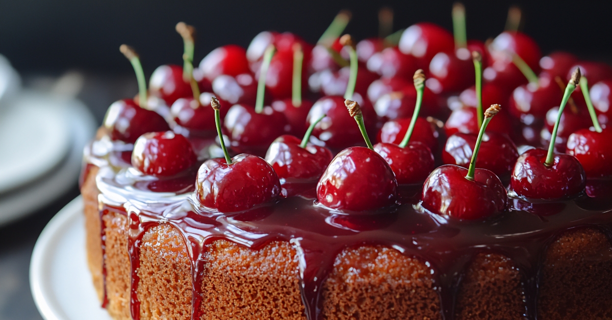 bursting cherry almond cake