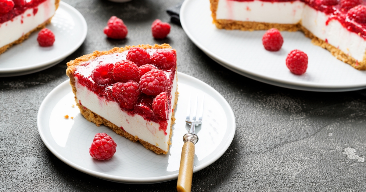 cake with jellied fresh raspberries