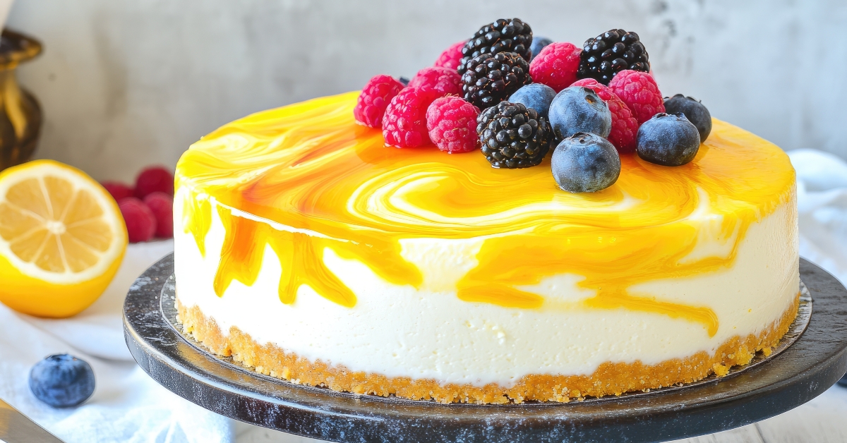  cheesecake topped with vibrant fruit